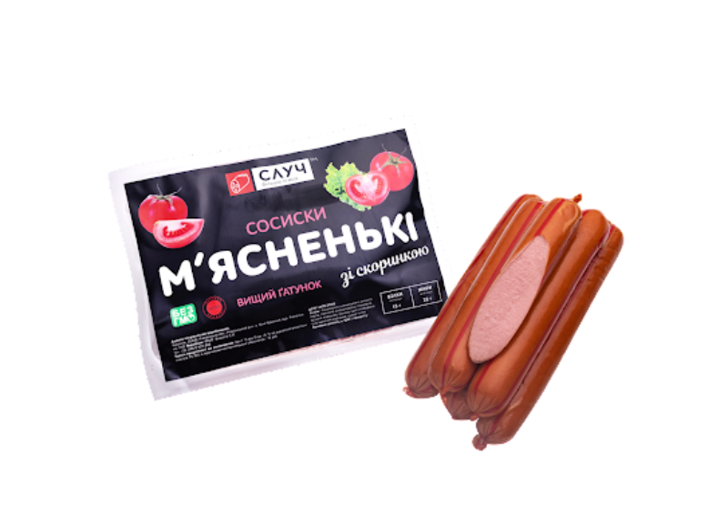 Сосиски варені Мясненькі вищого сорту, тип оболонки кутізін,маса нетто 0,9